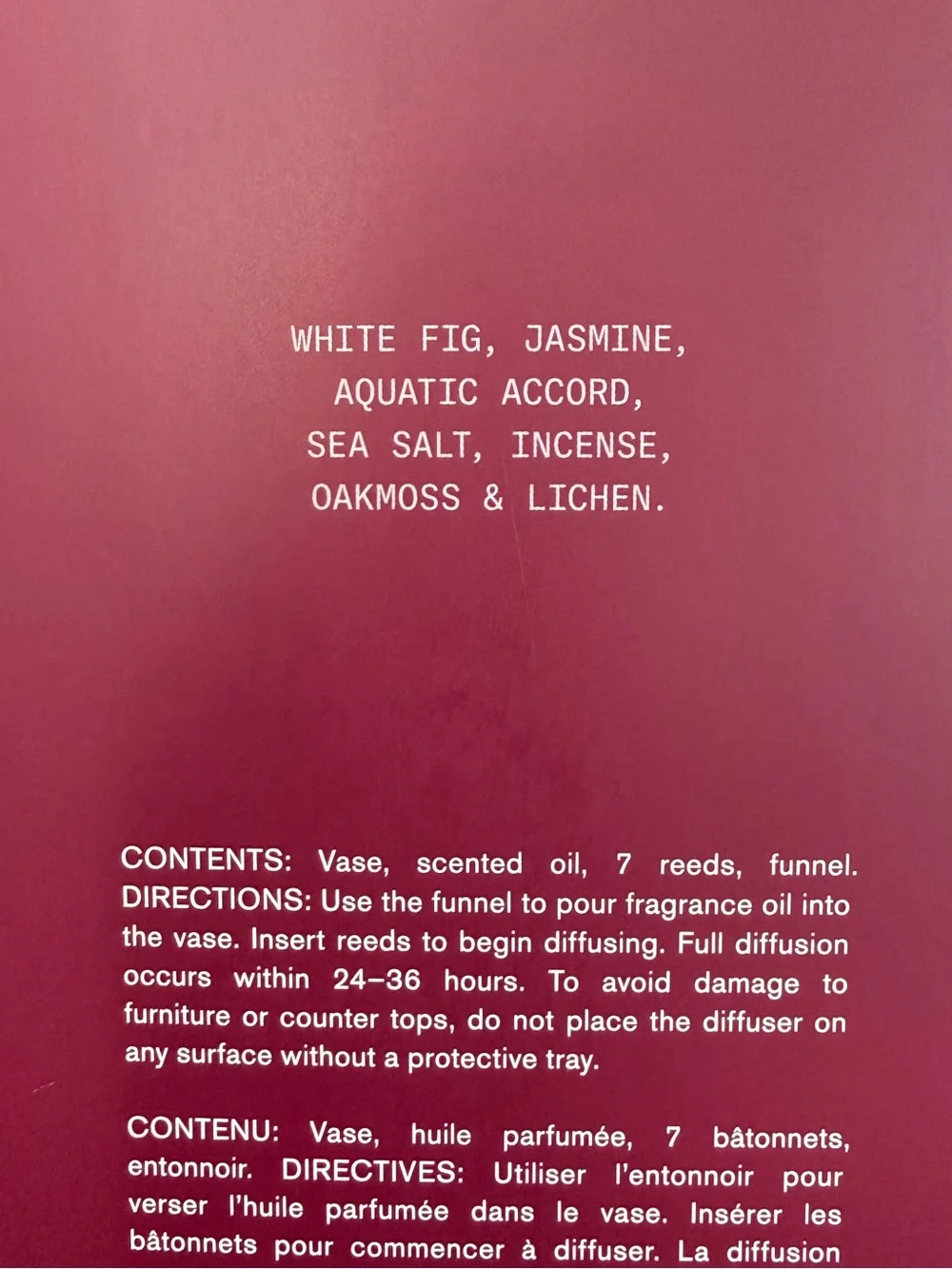 Pottery Barn White Fig & Jasmine Diffuser
